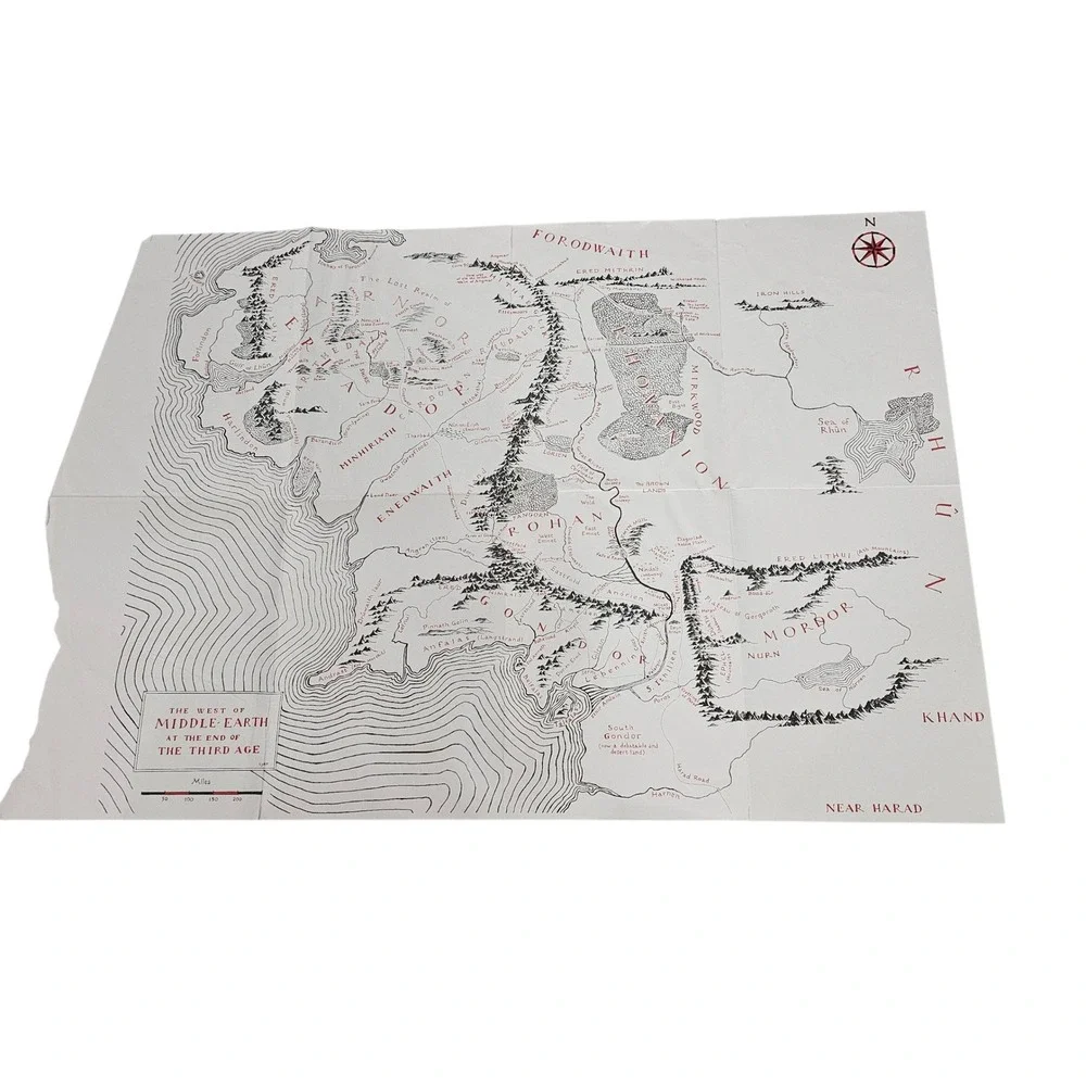 J.R.R. Tolkien The Lord of the Rings Red Collectors Edition Fantasy Classic Map
